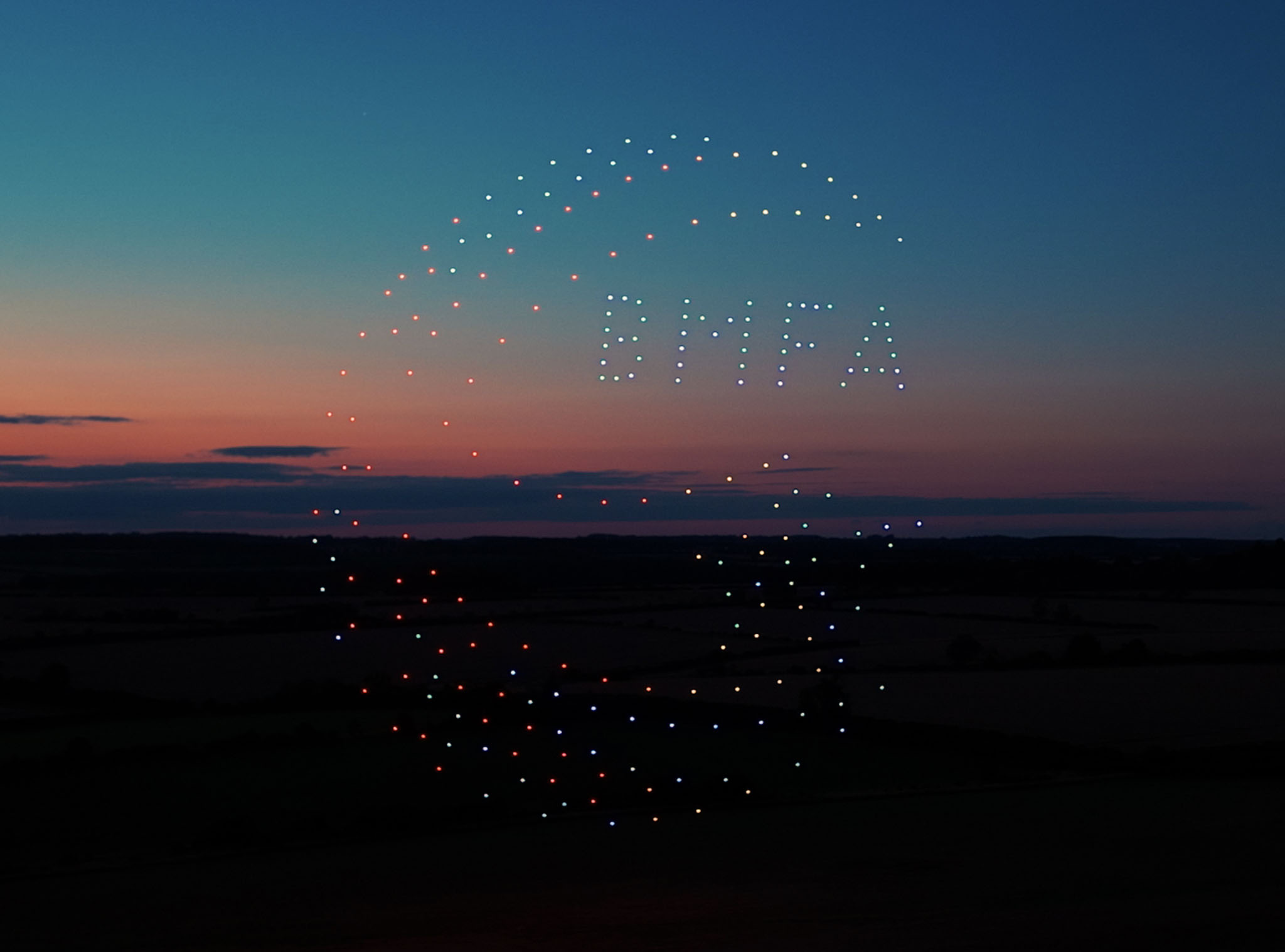 The BMFA logo made from 225 drones